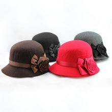 elegant women ladies fedora cloche flower rose bucket hat headwear gray TIML66