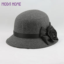 elegant women ladies fedora cloche flower rose bucket hat headwear gray TIML66