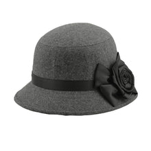 elegant women ladies fedora cloche flower rose bucket hat headwear gray TIML66