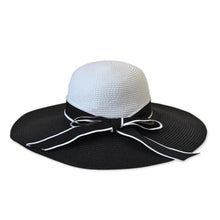 hats for women straw sun hat wide brim contrastcolor bowknot floppy cap beach bohemia headwear black and white TIML66