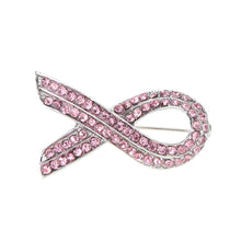 jewelry elegant pink shinning rhinestone crystal breast cancer awareness ribbon brooch pin TIML66