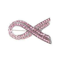 jewelry elegant pink shinning rhinestone crystal breast cancer awareness ribbon brooch pin TIML66