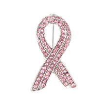 jewelry elegant pink shinning rhinestone crystal breast cancer awareness ribbon brooch pin TIML66