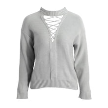 Lace Up Knitted Sweater Women Long Sleeve Turtleneck Casual Pullover Hollow Out Basic Knit Tops Jumper Pull  TIML66 TIML66