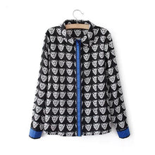 Leopard Head Print Shirts Womens Blouse Turn Down Collar Long Sleeve Chiffon Blouse Plus Size Blusas Women Tops Black TIML66 TIML66