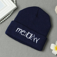 letter meow cap women casual hip hop hats knitted skullies beanie warm girls beanies bonnet femme mom hats gorro TIML66