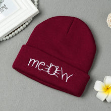 letter meow cap women casual hip hop hats knitted skullies beanie warm girls beanies bonnet femme mom hats gorro TIML66