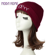 letter meow cap women casual hip hop hats knitted skullies beanie warm girls beanies bonnet femme mom hats gorro TIML66
