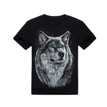 men cotton t-shirts 3d print wolf animal pattern short sleeve funny t-shirtss plus size casual tops tee camisetas black TIML66