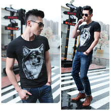 men cotton t-shirts 3d print wolf animal pattern short sleeve funny t-shirtss plus size casual tops tee camisetas black TIML66