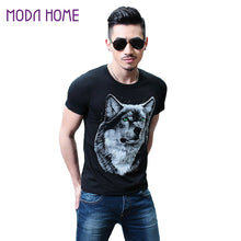 men cotton t-shirts 3d print wolf animal pattern short sleeve funny t-shirtss plus size casual tops tee camisetas black TIML66
