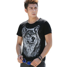 men cotton t-shirts 3d print wolf animal pattern short sleeve funny t-shirtss plus size casual tops tee camisetas black TIML66