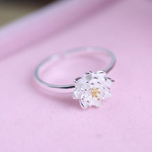 romantic lotus flower plant silver sterling silver adjustable ring jewelry accessory for women girls bride wedding party TIML66