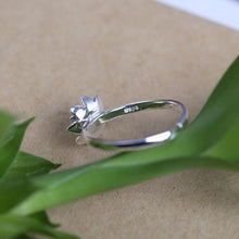 Romantic Lotus Flower Plant Silver Sterling Silver Adjustable Ring Jewelry Accessory Girls Bride Wedding Party TIML66 TIML66