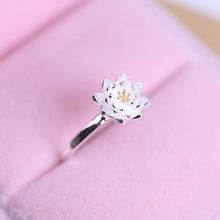 Romantic Lotus Flower Plant Silver Sterling Silver Adjustable Ring Jewelry Accessory Girls Bride Wedding Party TIML66 TIML66