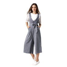 Rompers Womens Jumpsuits Contrast Stripe V-Neck Sleeveless Belt Wide Leg Pants Pockets Zipper Closure Playsuit TIML66 TIML66
