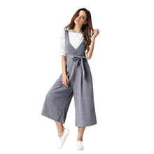 Rompers Womens Jumpsuits Contrast Stripe V-Neck Sleeveless Belt Wide Leg Pants Pockets Zipper Closure Playsuit TIML66 TIML66