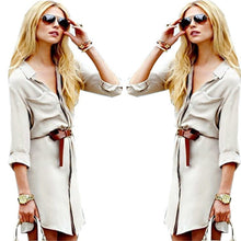 Fashion Sexy Women V-neck Long Sleeve Loose Tops Blouse Short Mini Button Shirt Dresses PY3 TIML66