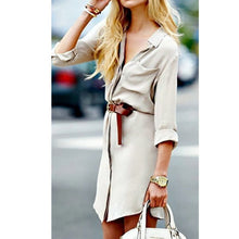 Fashion Sexy Women V-neck Long Sleeve Loose Tops Blouse Short Mini Button Shirt Dresses PY3 TIML66