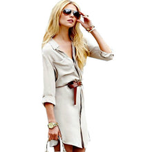 Fashion Sexy Women V-neck Long Sleeve Loose Tops Blouse Short Mini Button Shirt Dresses PY3 TIML66