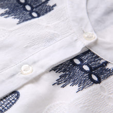women chiffon dress embroidery o neck elegant dress short sleeves button loose large size party dress white TIML66