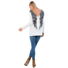 women tops angel wing print long t-shirts long sleeve casual t-shirts women sexy tee plus size white TIML66