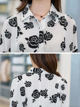 women black rose printed shirts floral three quarter batwing sleeves loose button blusas femininas ladies work shirt TIML66