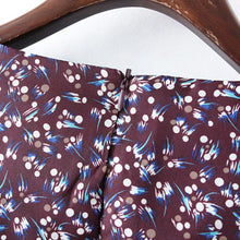 Women Dress Floral Print Round Neck Long Sleeve Dress Self-Tie Ruffle Hem Casual Beach Dress Vestidos Purple TIML66 TIML66