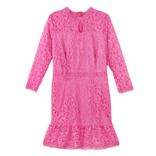 Women Lace Dress Hollow Out Zipper Back Long Sleeve Bodycon Dress Solid Color Mini Dress Sexy Club Dress  TIML66 TIML66