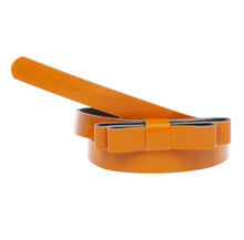 women lady slender waist belt cute bowknot candycolor thin skinny pu leather waistband belt brown TIML66