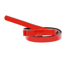 women lady slender waist belt cute bowknot candycolor thin skinny pu leather waistband belt brown TIML66