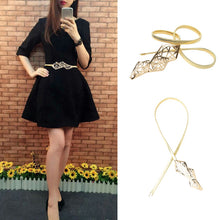 Women Metal Belt Hollow Out Geometric Pattern Clasp Stretchy Elastic Belt Ladies Slim Skinny Waist Strap Girl Gold Strap TIML66 TIML66