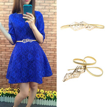 Women Metal Belt Hollow Out Geometric Pattern Clasp Stretchy Elastic Belt Ladies Slim Skinny Waist Strap Girl Gold Strap TIML66 TIML66