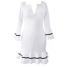 Women Mini Dress Sexy V Neck Flare Sleeve White Wrap Dress Ruffled Hem Back Zip Slim Fit Party Dress Vestido De Festa TIML66 TIML66
