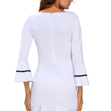 Women Mini Dress Sexy V Neck Flare Sleeve White Wrap Dress Ruffled Hem Back Zip Slim Fit Party Dress Vestido De Festa TIML66 TIML66