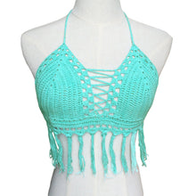 women sexy boho crop top halter style crochet knitted hollow bra beachwear womens tanks TIML66