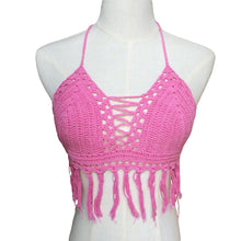 women sexy boho crop top halter style crochet knitted hollow bra beachwear womens tanks TIML66