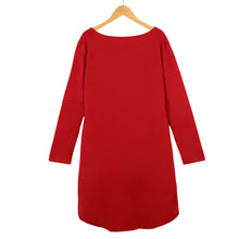 Women Sexy Dress Slash Neck Long Sleeves Asymmetric Hem Casual Dress Pockets Solid Color Mini Dress RedBlack TIML66 TIML66
