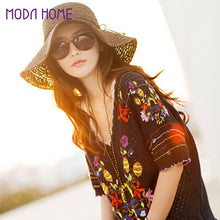 women straw hat wide brim woven design foldable sun beach hat coffee chapeu feminino TIML66
