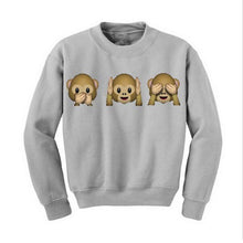 Fashion Women Sweatshirt 3D Emoji Monkey Printed Crew Neck Casual Pullover Jumper Coat Tops Blouse TIML66