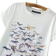 Women T Shirt Camisas Femininas Animal Horse Print O Neck Short Sleeves Pullover Casual Loose T-shirt Tops White TIML66 TIML66