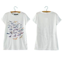 Women T Shirt Camisas Femininas Animal Horse Print O Neck Short Sleeves Pullover Casual Loose T-shirt Tops White TIML66 TIML66