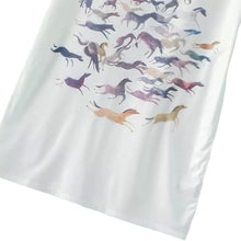 Women T Shirt Camisas Femininas Animal Horse Print O Neck Short Sleeves Pullover Casual Loose T-shirt Tops White TIML66 TIML66