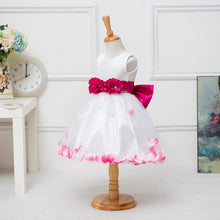 floral bow ball gown princess girls dresses sweet girl sleeveless wedding party dresses one piece tulle dress TIML66
