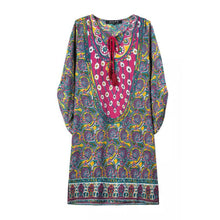 Floral Print Women Dress O Neck 34 Sleeve Batwing Sleeve Casual Boho Dress Plus Size Women Dress Clothing Vestidos TIML66 TIML66