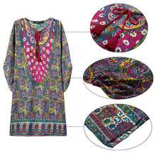 Floral Print Women Dress O Neck 34 Sleeve Batwing Sleeve Casual Boho Dress Plus Size Women Dress Clothing Vestidos TIML66 TIML66