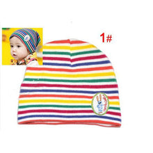 Girl Boy Baby Colorful Striped Skull Hats Kids 1M-3Y Warm Cotton Beanies Cap Hat TIML66
