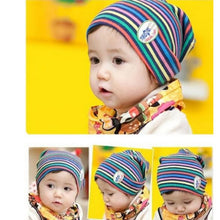 Girl Boy Baby Colorful Striped Skull Hats Kids 1M-3Y Warm Cotton Beanies Cap Hat TIML66