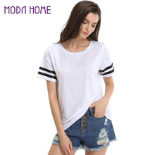 Harajuku Striped Print T Shirt Women Round Neck Short Sleeve Cotton Casual Tops Punk T-shirt Woman Tee Shirt Blusa TIML66 TIML66