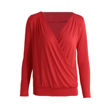 Harajuku Women T-Shirt V-Neck Long Sleeve Blusa Cross Solid Slim Casual Tee Tops BeigeRedBlack Camisas Femininas  TIML66 TIML66